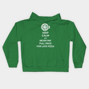 Keep Calm and Never Pay Full Price for Late Pizza (White) Kids Hoodie